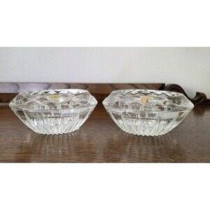 Princess House 24% Lead Crystal 3 Way Candle Holders Votive Taper Pillar NEW